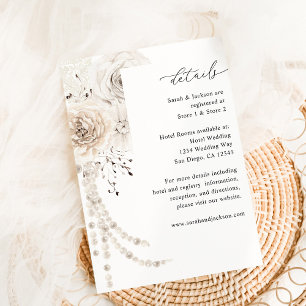 Pearls & White Floral Details Enclosure Card
