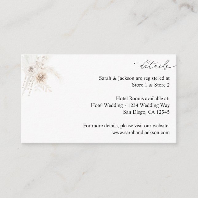 Pearls & White Floral Details Enclosure Card 2 (Front)