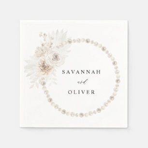 Pearls & White Floral Name Napkins 2