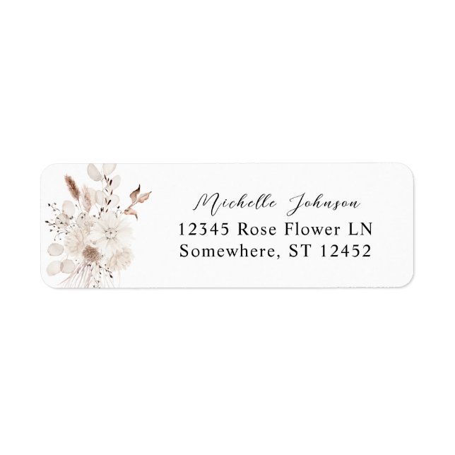 Pearls & White Floral Return Address Label (Front)