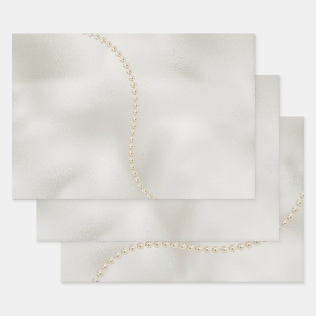 Pearls White Luxe  Wrapping Paper Sheet (Set)