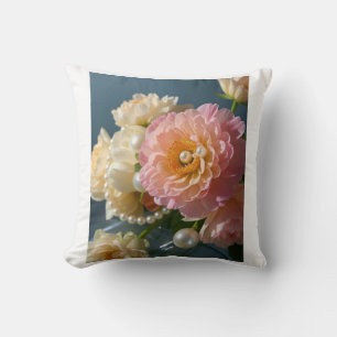 Pearls with pink flowers  cushion