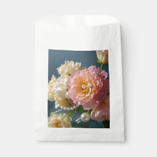 Pearls with pink flowers favour bags