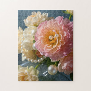 Pearls with pink flowers jigsaw puzzle