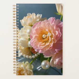 Pearls with pink flowers planner