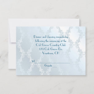 Pearly Blue Damask RSVP Invitation