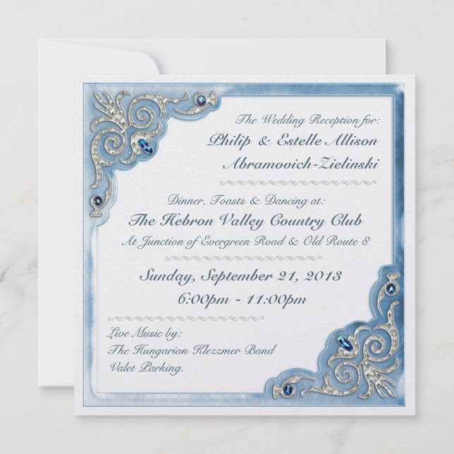 Pearly Blue (Reception Invitation) Invitation (Front)