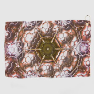 Pearly brown kaleidoscope of overlapping hexagons golf towel