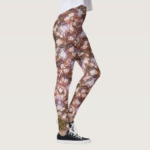 Pearly brown kaleidoscope of overlapping hexagons leggings