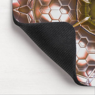 Pearly brown kaleidoscope of overlapping hexagons  mouse mat