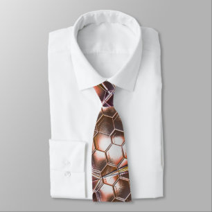 Pearly brown kaleidoscope of overlapping hexagons tie