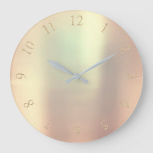 Pearly Copper Metallic Rose Gold US UK Numbers Large Clock