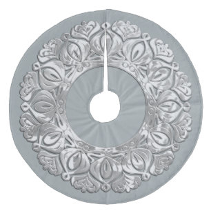 Pearly Filigree Edge Grey with Any Colour Fleece Tree Skirt