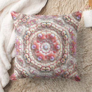 Pearly hexagon forming a soft relief cube illusion cushion