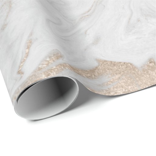 Image of Pearly Ivory Gold Pastel White Grey Marble Glam Wrapping Paper