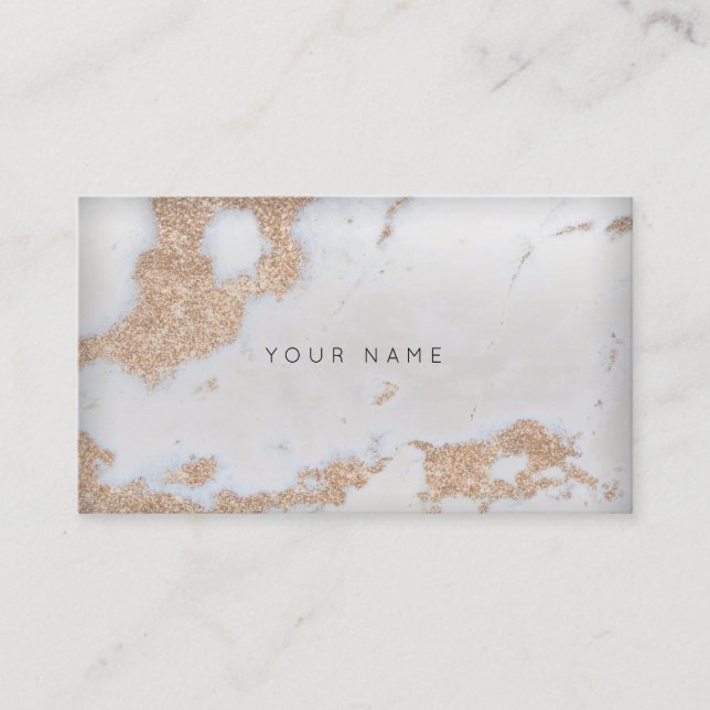 Pearly Ivory Silver Beige Grey Marble Glam Vip Business Card (Front)