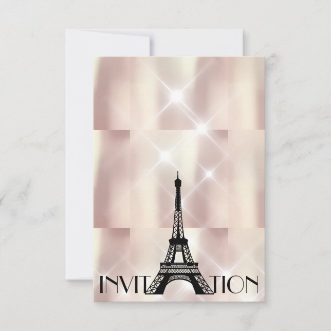 Pearly Ivory VIP Personalized Paris Bridal Shower Invitation (Front)