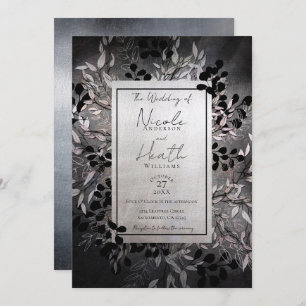 Pearly Opalescent Moody Glam Floral Wedding  Invitation