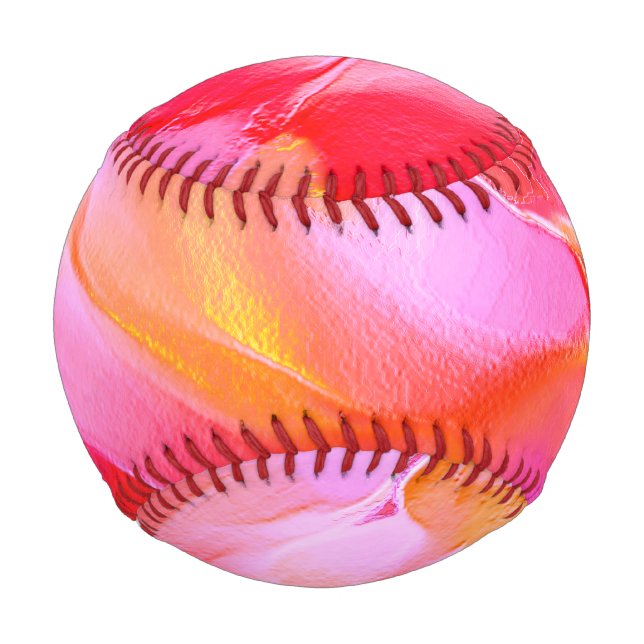 Pearly pink and orange polished rock baseball (Back)