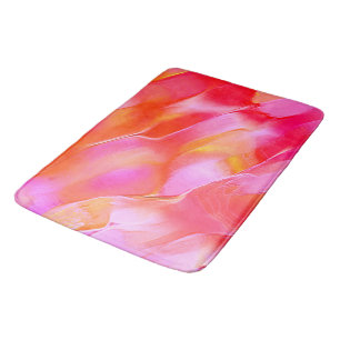 Pearly pink and orange polished rock bath mat