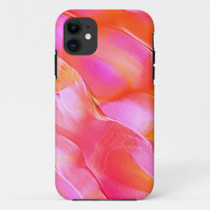 Pearly pink and orange polished rock iPhone 11 case