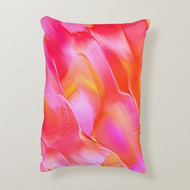 Pearly pink and orange polished rock decorative cushion (Back(Vertical))