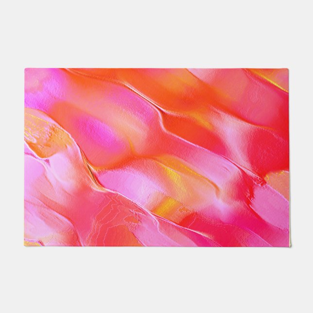 Pearly pink and orange polished rock  doormat (Front)