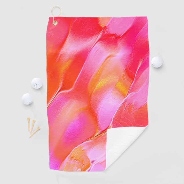 Pearly pink and orange polished rock golf towel (InSitu)