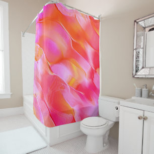 Pearly pink and orange polished rock shower curtain