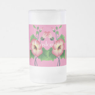 Pearly Pink Flowers Thunder_Cove Frosted Glass Beer Mug