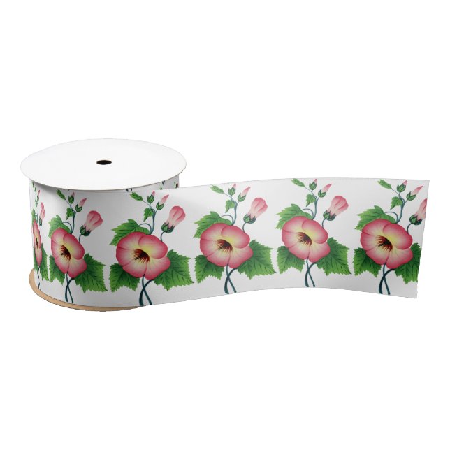Pearly Pink Flowers Thunder_Cove Satin Ribbon (Spool)