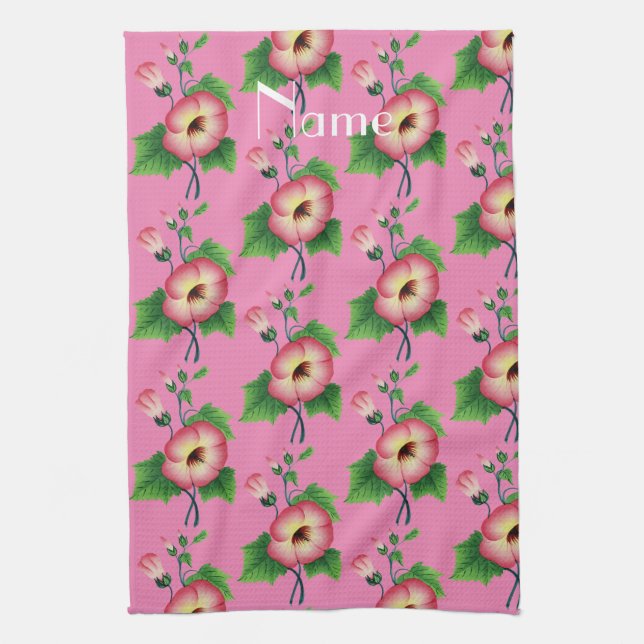 Pearly Pink Flowers Thunder_Cove Tea Towel (Vertical)