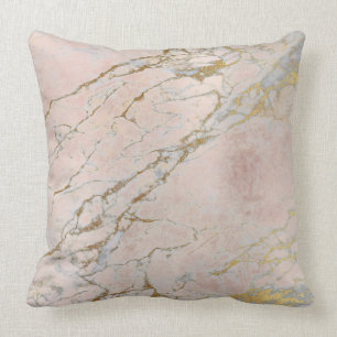 Pearly Pink Rose Gold Powder Brush Marble Cushion