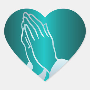 Pearly Praying Hands Heart Sticker