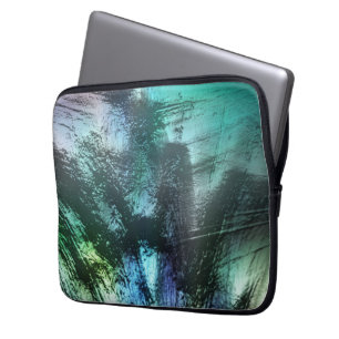 Pearly rock texture in blue cyan to silvery grey t laptop sleeve