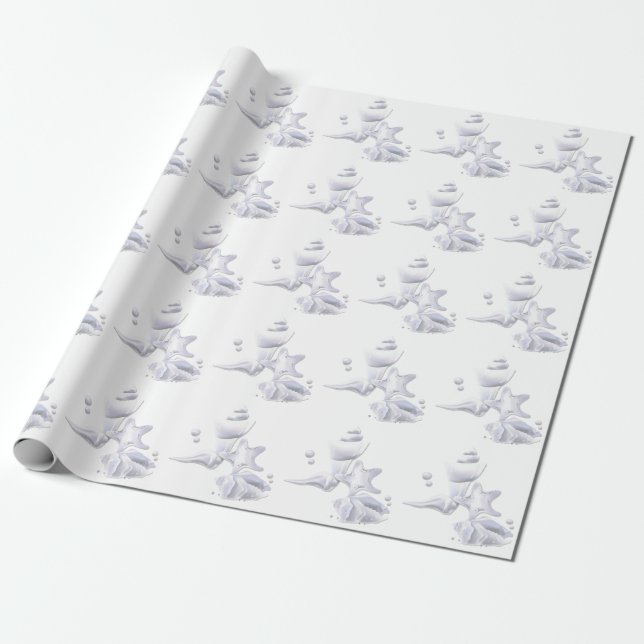 Pearly Seashells Beach Linen Wrapping Paper (Unrolled)