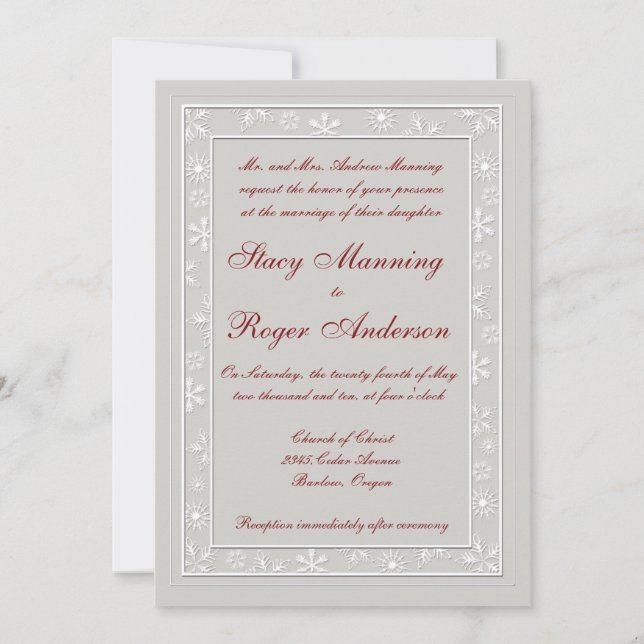 Pearly Snowflakes - Wedding Invitations (Front)