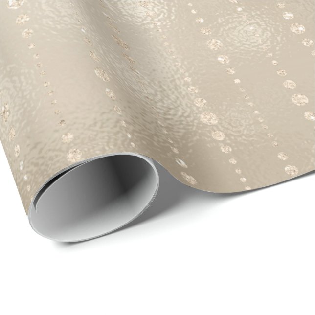 Pearly Titanium Ivory Drops Glass Shiny Glam Wrapping Paper (Roll Corner)