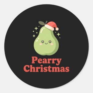 Pearry Christmas Cute Kawaii Pear Holiday Pun Idea Classic Round Sticker
