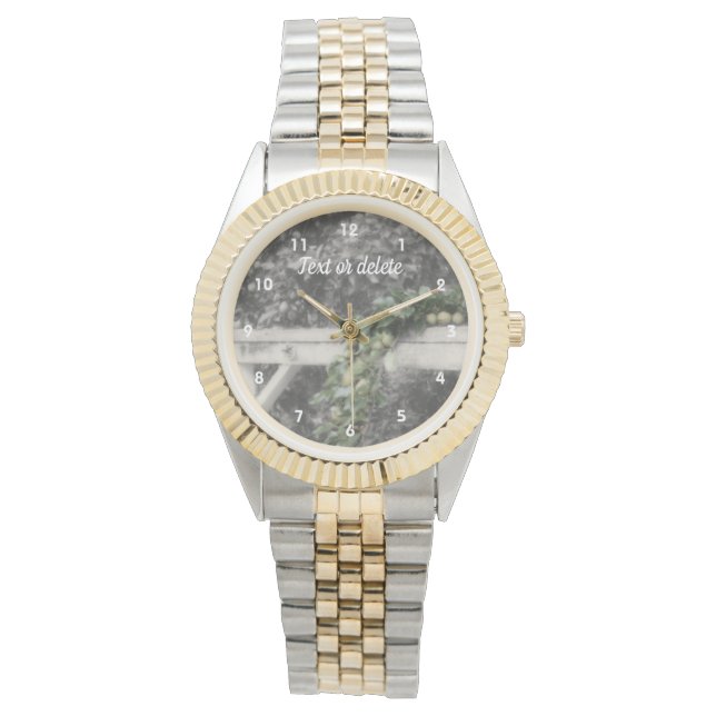 Pears And Hitching Post Black White Personalised Watch (Front)