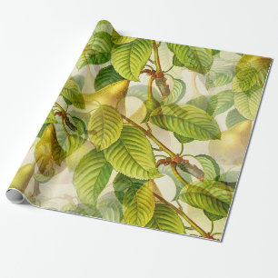 Pears and leaves pattern wrapping paper