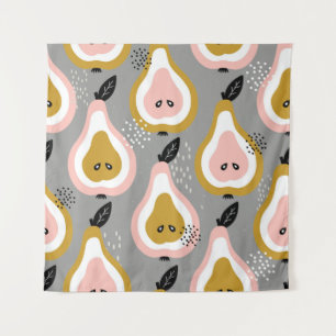 Pears background. Hand drawn illustration. Seamles Tapestry