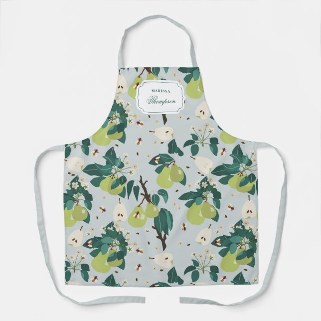 Pears & Bees in a Botanical Floral Garden  Apron (Front)