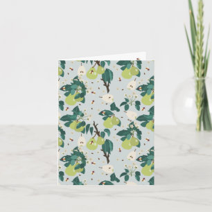 Pears & Bees in a Botanical Floral Garden Card
