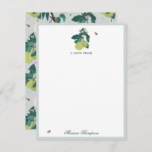 Pears & Bees in a Botanical Floral Garden  Card