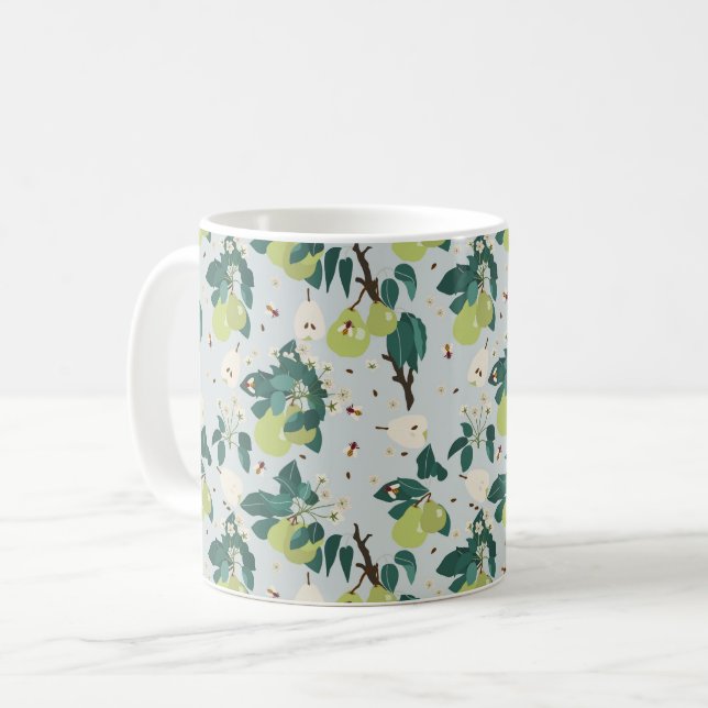 Pears & Bees in a Botanical Floral Garden  Coffee Mug (Front Left)
