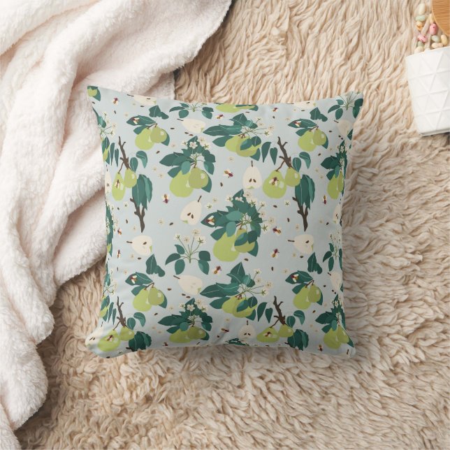 Pears & Bees in a Botanical Floral Garden Kitchen Cushion (Blanket)