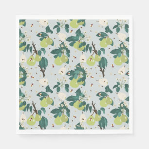 Pears & Bees in a Botanical Floral Garden Kitchen Napkin