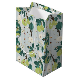 Pears & Bees in a Botanical Floral Garden Medium Gift Bag