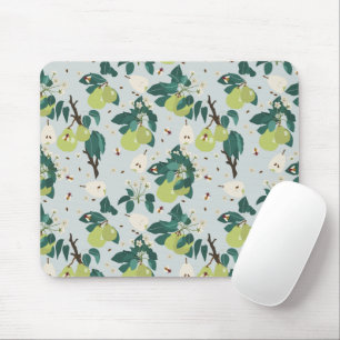 Pears & Bees in a Floral Garden Kitchen Mouse Mat